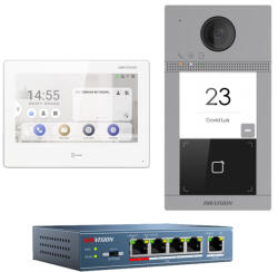 Hikvision DS-KIS604-S 7' Android beltérivel, süllyesztve szerelhető kültéri + PoE switch (CSOMAG-DS-KIS604-S-AW3-F-B)
