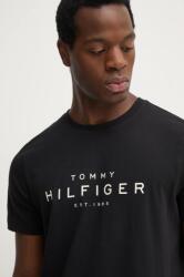Tommy Hilfiger pamut póló fekete, férfi, nyomott mintás, MW0MW37448 - fekete L