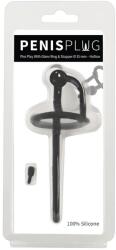 Penisplug - szilikon dilátor makkgyűrűvel (0, 6 mm, fekete) - shop