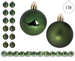  Karácsonyfadísz gömb, sötétzöld színű, fényes és matt felületű, 12 db - 5 cm
