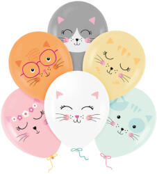 PartyPal Mintás lufi 11" 28cm 6db, Cicák (LUFI558895)