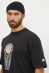 New Balance pamut póló fekete, férfi, nyomott mintás, MT44585BK - fekete M