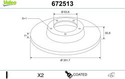 VALEO Disc frana VALEO COATED 672513 (672513)