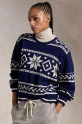 Ralph Lauren gyapjú pulóver meleg, női, sötétkék, 211947933 - sötétkék M