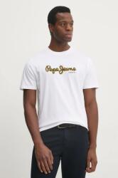 Pepe Jeans pamut póló DORIAN TEE fehér, férfi, nyomott mintás, PM509721 - fehér XS