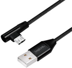 LogiLink Cablu USB 2.0 USB-A/M - Micro-USB/M (90 ), material textil, metal, 1 m