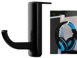  Monitor_headset_holder Monitorra ragasztható fejhallgató tartó akasztó, monitor asztali fejhallgató állvány kampó, fekete (Monitor_headset_holder)