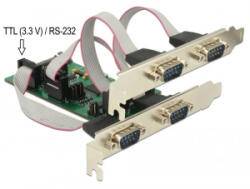 Delock PCI Express Kártya > 3 x soros RS-232 + 1 x TTL 3, 3 V / RS-232 tápellátással (62922) - aqua
