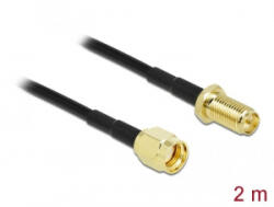Delock antenna kábel RP-SMA-dugó - RP-SMA-hüvely LMR/CFD100 2m (90445) (90445) - aqua