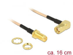 Delock antenna kábel RP-SMA dugó 90 > RP-SMA RG-316 16cm (89431) (89431) - aqua