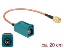 Delock FAKRA Z-hüvely > RP-SMA-dugó RG-316 antenna kábel 20cm (89664) (89664) - aqua