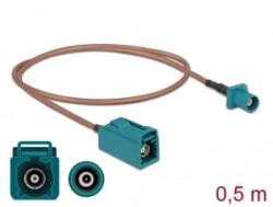 Delock FAKRA Z-dugó > FAKRA Z-hüvely RG-316 antenna kábel 0, 5m (90004) (90004) - aqua