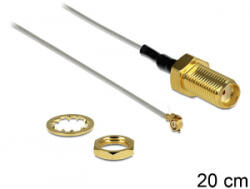 Delock SMA jack > MHF II/U. FL-LP(V)-040 antenna kábel 20cm (88811) (88811) - aqua