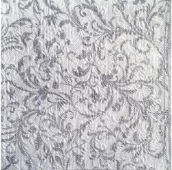 Ambiente AMB. 13307386 Elegance Damask white silver dombornyomott papírszalvéta 33x33cm, 15db-os (8712159110463)