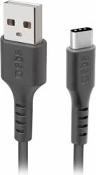 SBS TECABLETC220K USB-A apa - USB-C apa 2.0 Adat és töltőkábel - Fekete (2m) (TECABLETC220K)