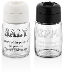 LUXPLASTIC IRIS C-00382 Motto Salt&Pepper üveg fűszerszóró 2*100ml, fekete vagy elefántcsont színű (C-00382) - bestbyte