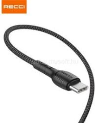 Recci RTC-N16CB 3A TypeC-USB szövet kábel, fekete - 1m (RTC-N16CB) (RTC-N16CB)