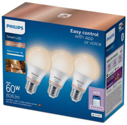 Philips okos E27 LED 2700-6500K, 60W izzó helyett 3 darab/csomag (929003781936)