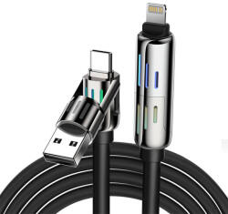 BlitzWolf BW-HDC6 4 az 1-ben USB-C/USB-A - USB-C/Lightning kábel, 1, 2m, 240W, RGB (fekete) (BW-HDC6 Black) - scom