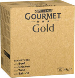 Gourmet 96x85 g Jumbopack: Gourmet Gold - rafinált ragu: Marha, csirke, tonhal, lazac, nedvestáp macskáknak