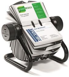 DURABLE Névjegykártyatartó, fém, 400 db-os, forgatható, fekvő, DURABLE, VISIFIX® , fekete (DB248101)