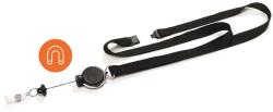 DURABLE Azonosítókártya-tartó, kihúzható, patentos, nyakbaakasztóval, DURABLE „Extra Strong, fekete (DB833001)