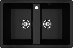 Ulgran U-608-344 Gránit Mosogatótálca - Kétmedencés, Matt Fekete (U-608-344)