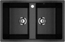 Ulgran U-608-308 Gránit Mosogatótálca - Kétmedencés, Szemcsés Fekete (U-608-308)