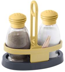 SOLMAZER IRIS Sand üveg fűszerszóró szett tartóval, 2 darabos, 2*95ml, homokszínű 122020-582 (122020-582) - officedepot