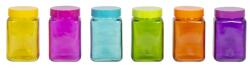 SOLMAZER IRIS Colours Mix négyszögletes üveg fűszertartó 1.500ml, sárga, türkiz, lila, rózsaszín, narancs, zöld színben 147019-000 (147019-000) - officedepot