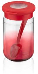 LUXPLASTIC IRIS C-00481 Rainbow piros üveg tároló kanállal 380ml (C-00481) - officedepot
