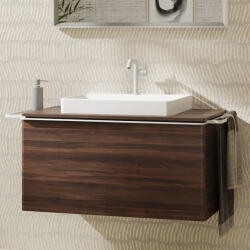 Hansgrohe Xelu Q Konzolos mosdószekrény 980/550 fiókkal, ráültetett mosdótálakhoz, matt fehér fogantyú/sötét dió 54061700 (54061700)