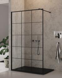 NEW TRENDY New Modus Black zuhanykabin fal walk-in 110 cm fekete matt/üveg mintával EXK-5549 (EXK5549)