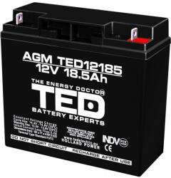 TED Electric Acumulator 12V Stationar VRLA, Dimensiuni 181 x 76 x 167 mm, Baterie 12V 18.5Ah F3, TED Electric TED002778 (AC.TD.12V.BK1.18.2.0001) - wifistore