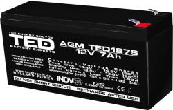 TED Electric Acumulator 12V Stationar VRLA, Dimensiuni 149 x 49 x 95 mm, Baterie 12V 7Ah F2, TED Electric TED003195 (AC.GS.12VSP.BK1.7.0001) - wifistore