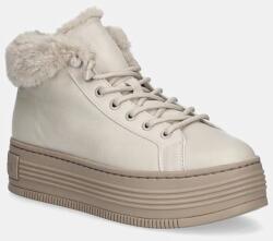 Calvin Klein Jeans bőr cipő BOLD PLATF LOW LACEUP MG LTH bézs, női, téliesített, platformos, YW0YW01590 - bézs Női 39