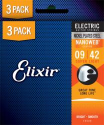 Elixir 3-PACK NanoWeb (16540) 9-42 Super Light elektromos húrkészlet 3db