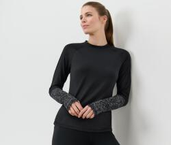 Tchibo Női hosszú ujjú funkcionális felső, fényvisszaverős, fekete Fekete-ezüstszín M 40/42