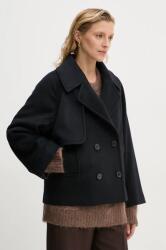 MUNTHE gyapjúkabát THOKE fekete, átmeneti, oversize, 243153424340 - fekete 38