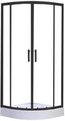 Leziter Spirit Clear 80x80 cm íves zuhanykabin zuhanytálcával fekete (SC80SB_AKI80ZT) - snaigeshop