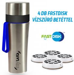  myLAICA komplett csomag 4 hónapra (vízszűrő kulacs 1+3 db AJÁNDÉK FAST DISK szűrővel, szálcsiszolt rozsdamentes acél, kék szilikon pánttal, 0, 55 liter) (BR60C06+FD03A01)