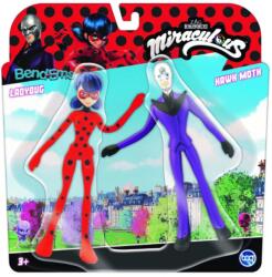 Mattel Set figurine Bend-ems Miraculous 2 bucăți, Buburuza vs. Hawk Moth (BEND55150)