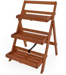 CASARIA TULIP fa virágtartó állvány, 3 szintes, 56x59x79cm, barna Casaria