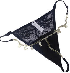 Dollcini Szexi Csipkés Tanga - Arany Betűs Lánccal (444905)