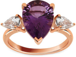 Gyűrű markáns ametiszttel és fehér topázzal 4, 89 ct DIHU069R