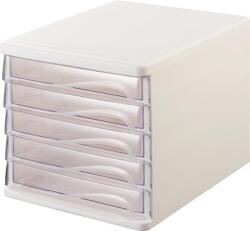 HELIT Irattároló, műanyag, 5 fiókos, HELIT, fehér/áttetsző (H6129402) - molnarpapir