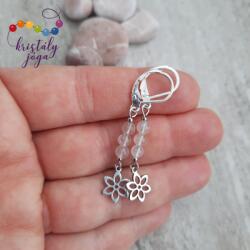 Kristály Jóga Shop Hegyikristály 4 mm-es ásvány fülbevaló, virággal