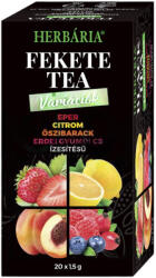 Herbária fekete tea mix fekete tea, erdei gyümölcs, barack, citrom, eper variáció 20x1, 5g 30 g - hogymi