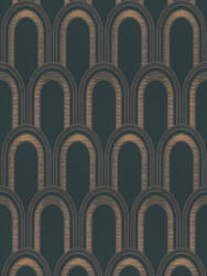  Invenciózus naprakész Art Deco díszítőminta a 30-as évek érintésével fekete antracitszürke barna és fémes arany részletek tapéta (39176-2)