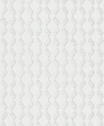  Rombuszformát kialakító grafikus minta textil háttéren fehér és ezüst tónus fémes csillogó hatás tapéta (33651)